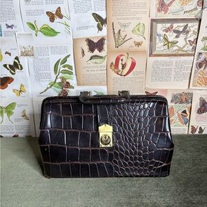 Vintage Crocodile Embossed Handbag
